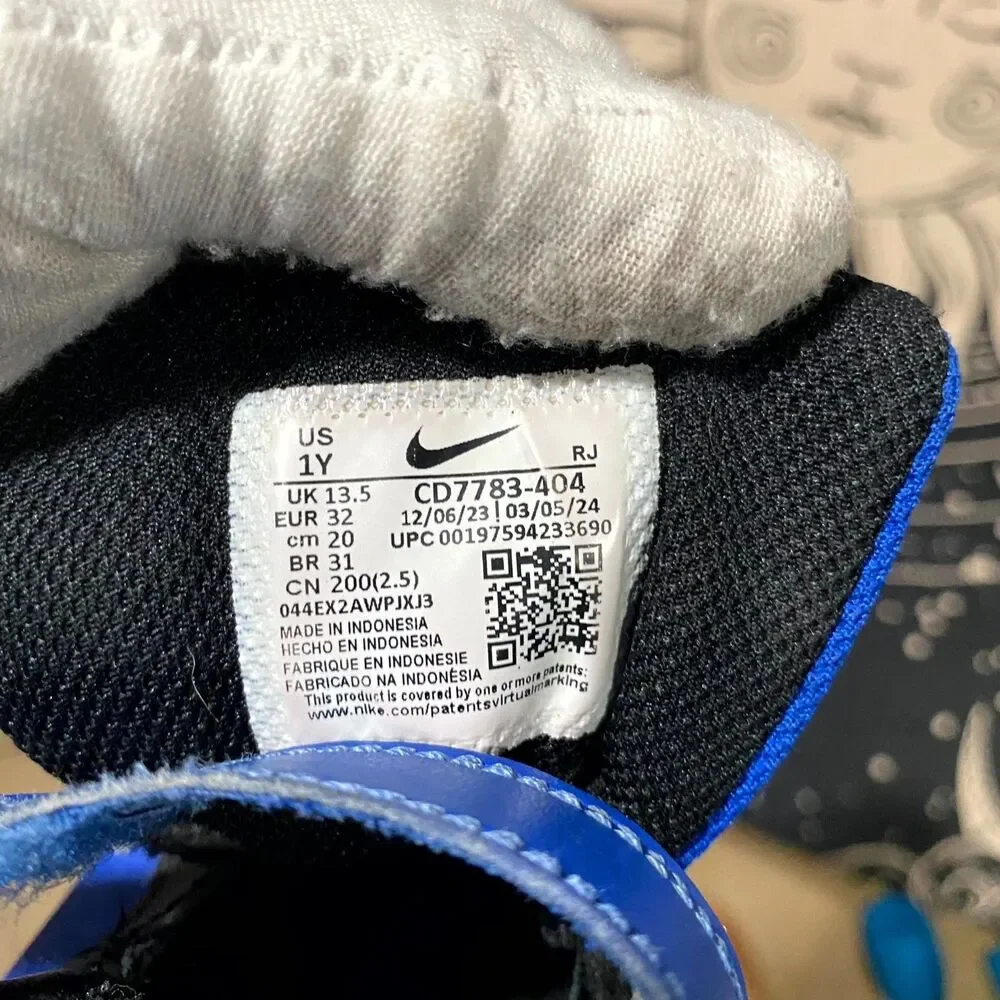 Nike Court Borough Mid 2 CD7783-404 Athletic Sneaker Boys 1Y Blue/Black Leather